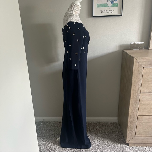 NWOT- SACHIN & BABI Amarette Crystal Detail Off the Shoulder Stretch Crepe Gown - Picture 9 of 16